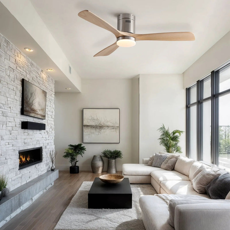 Low Profile Flush Mount Intergrated LED Ceiling Fan With Light And Silent Reversible Motor by Unique Piece Furniture