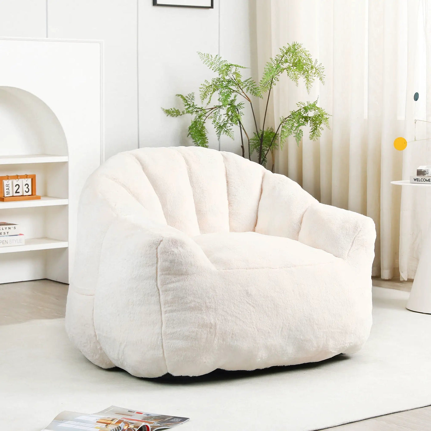 Beanbag Chair, Beanbag Sofa Chair With Armrests Stuffed High Density Foam by Unique Piece Furniture
