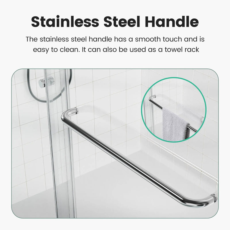 Semi-Frameless Double Sliding Shower Door, Bypass Shower Door, 1 / 4" (6Mm) Thick SGCC Tempered Glass Door by HouseOfZazla