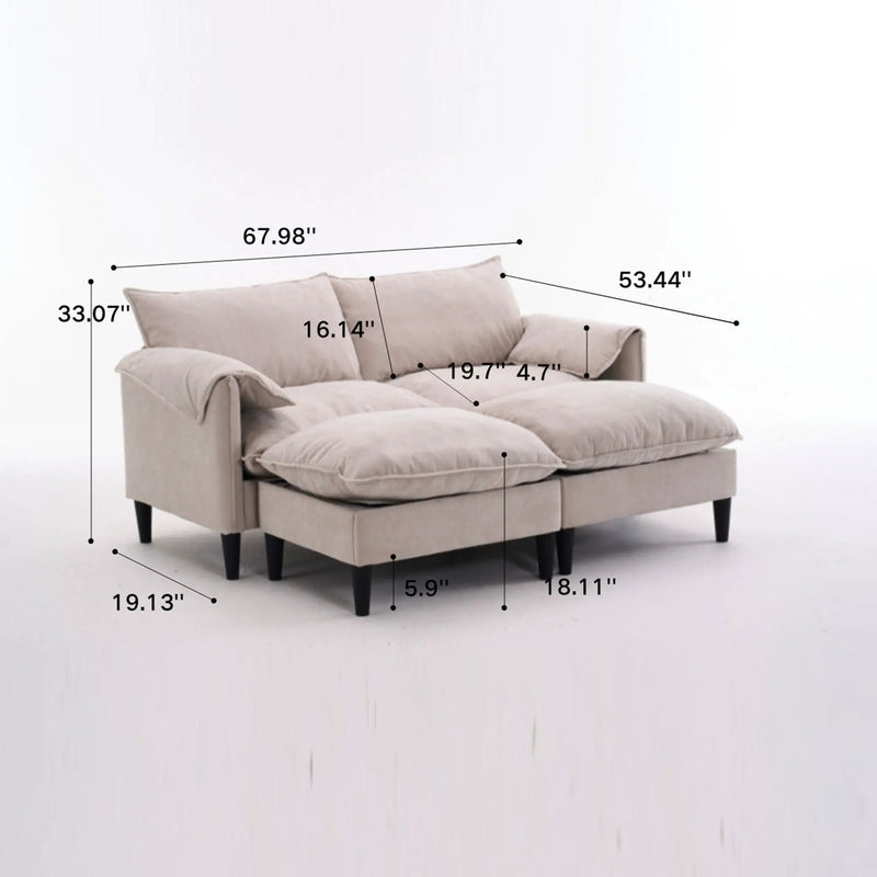 Convertible Combination Sofa With Footstools With Storage by HouseOfZazla