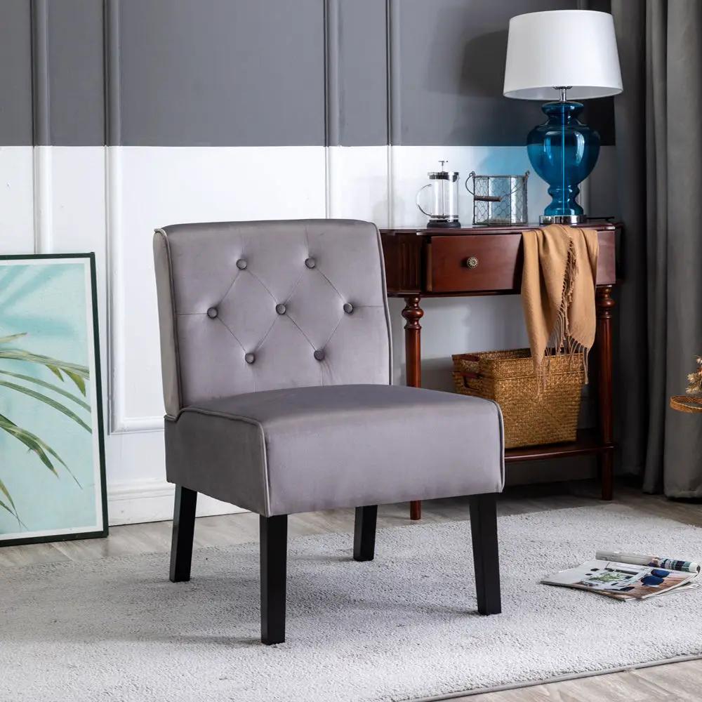 Reese - Living Room Armless Button Tufted Pattern Accent Chair (Set of 2) by HouseOfZazla