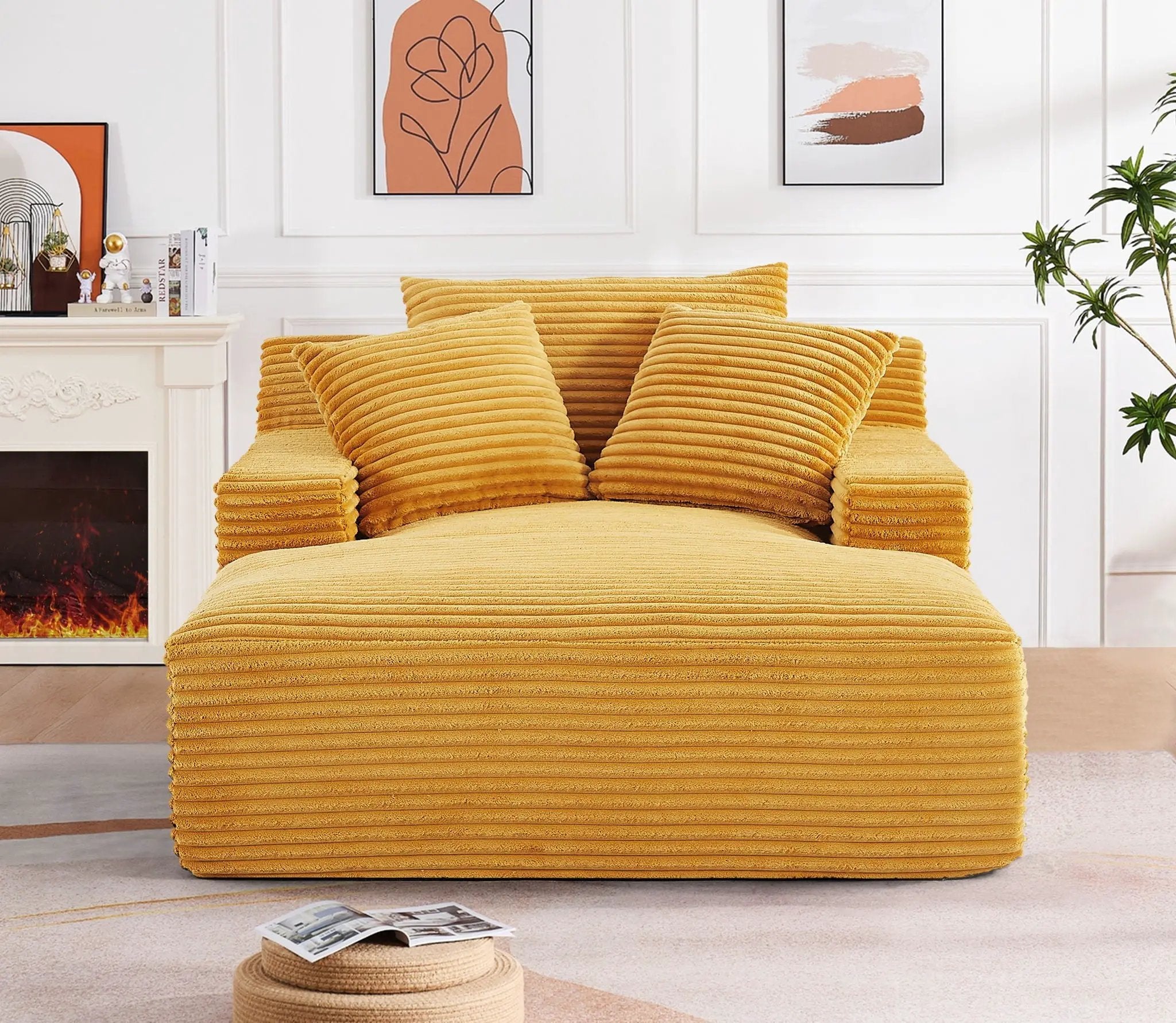 Cloudline - Oversized Chaise Lounge, Modern Comfy Couch With Full Foam Cushioning, Cozy Sleeper Sofabed by Unique Piece Furniture