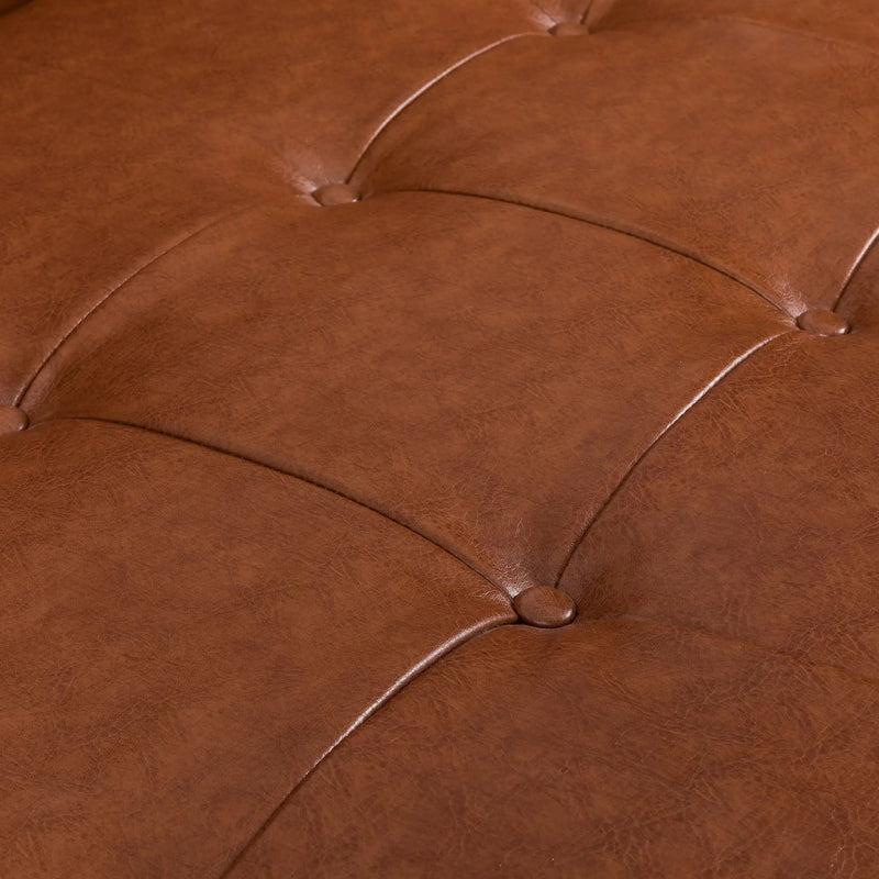 Adelaide Mid Century Modern Tufted Sofa With Rolled Accent Pillows - Light Brown by HouseOfZazla