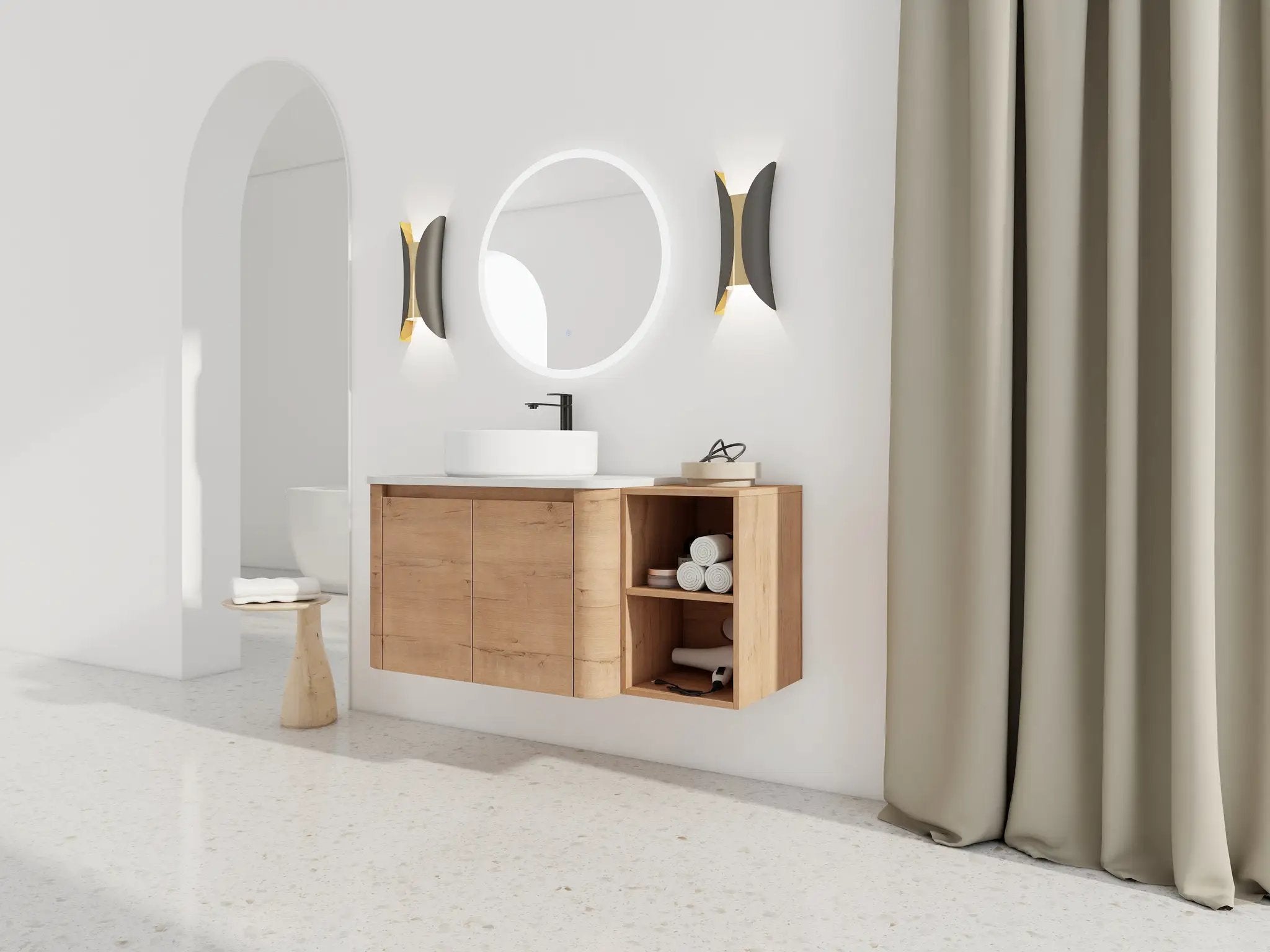 42" Wall-Mounted Bathroom Vanity With Ceramic Art Sink by HouseOfZazla