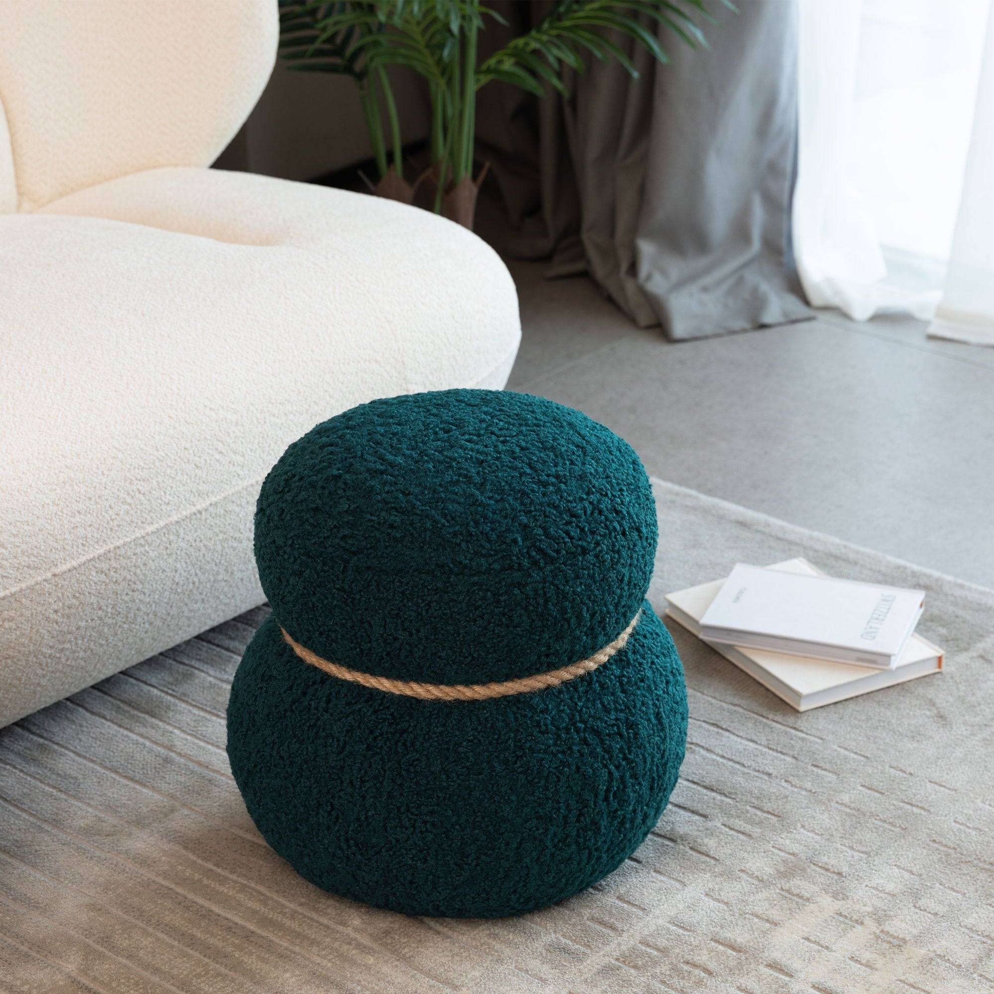 Snowman Stool With Cushion And Solid Wood Frame by HouseOfZazla