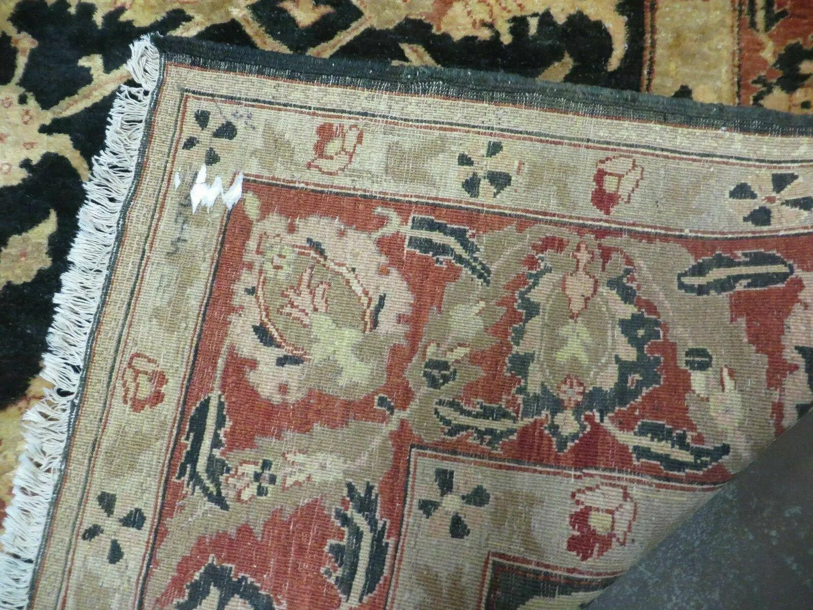 8' X 9' Handmade Pakistan Wool Cotton Rug Peshawar Black Floral Nice # 200C by Jewel Rugs
