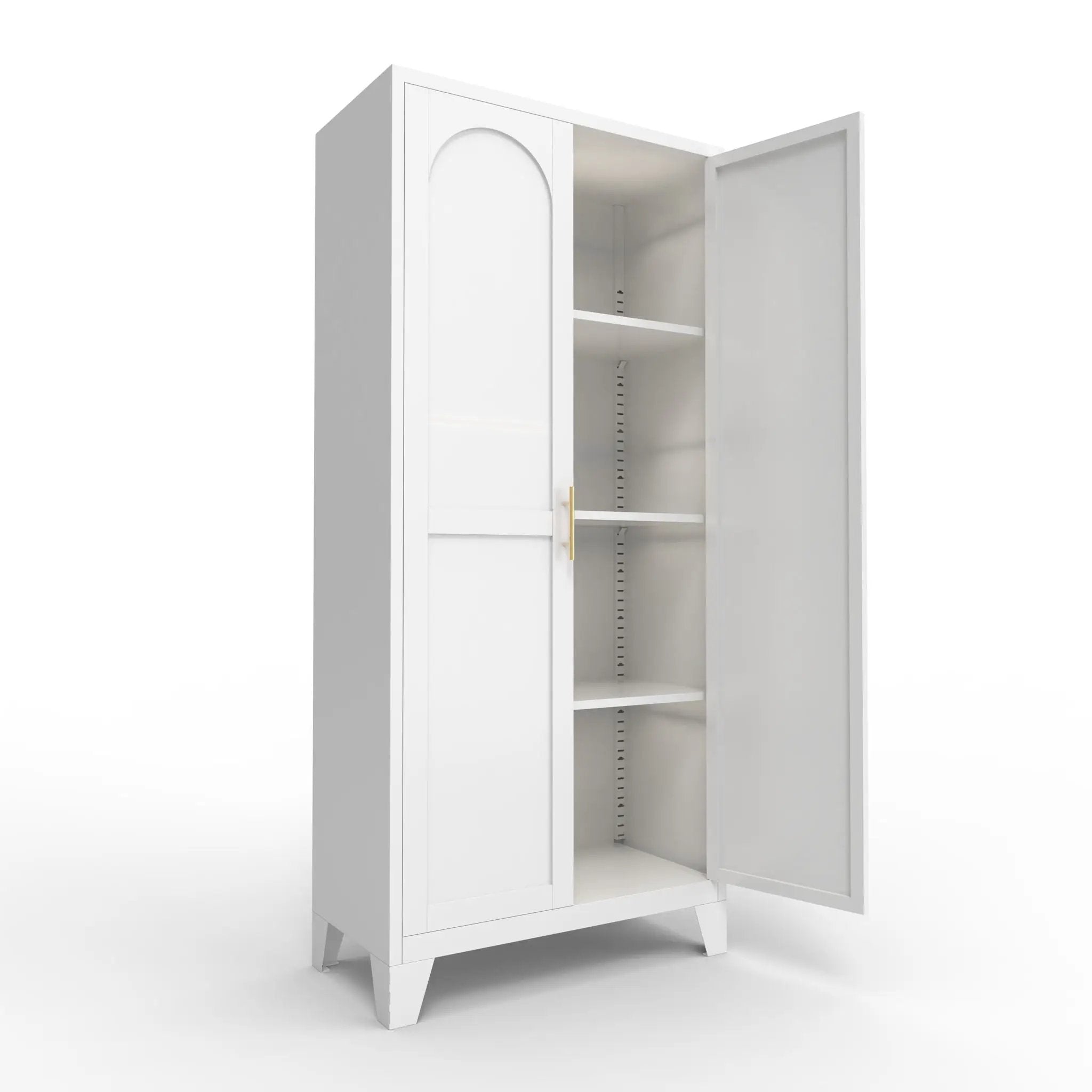 2 Shapely Doors Cabinet Metal Storage Cabinet With Doors And Adjustable Shelves For Bedroom Living Room - White by Unique Piece Furniture