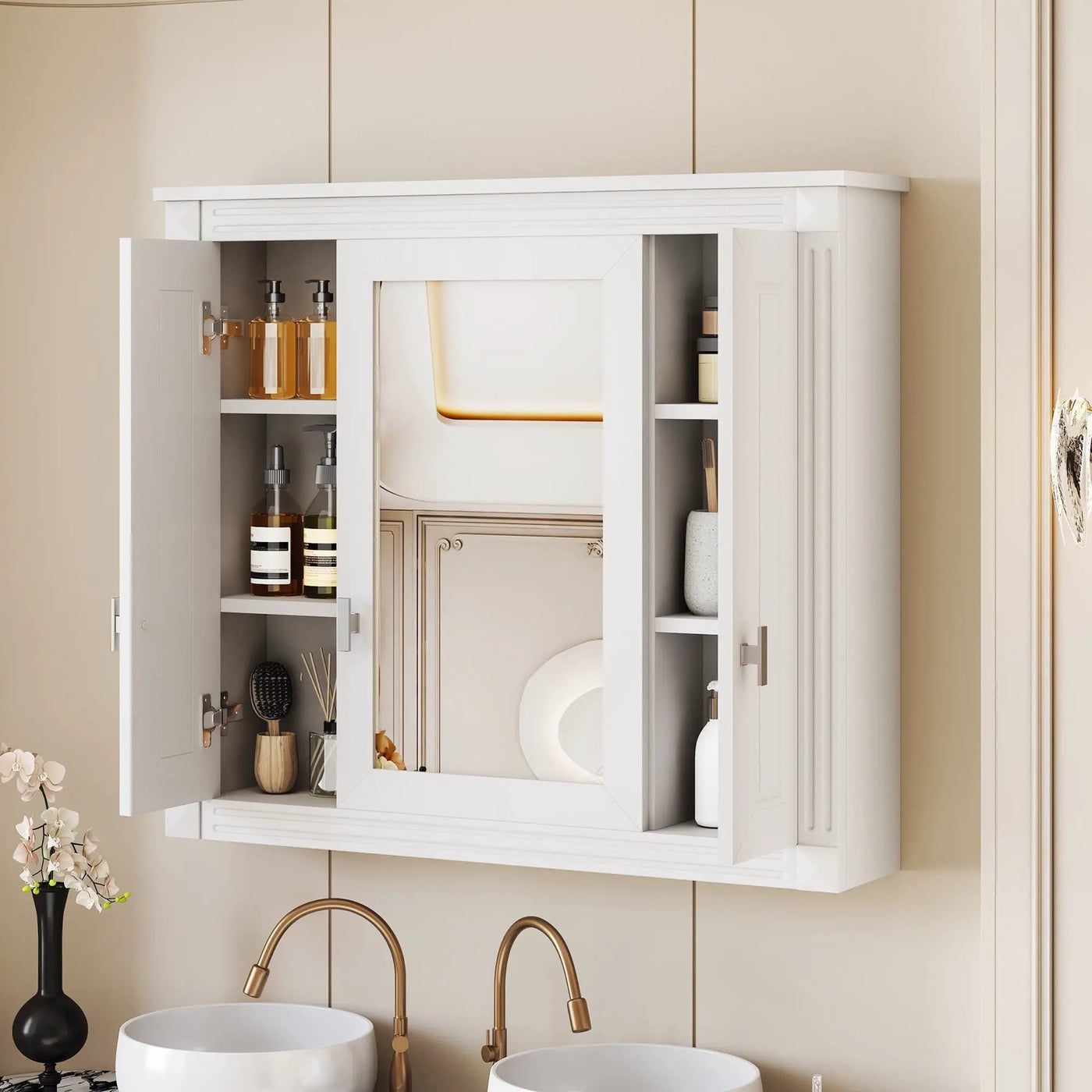 Wall Mounted Bathroom Cabinet With Mirror And 5 Shelves by HouseOfZazla