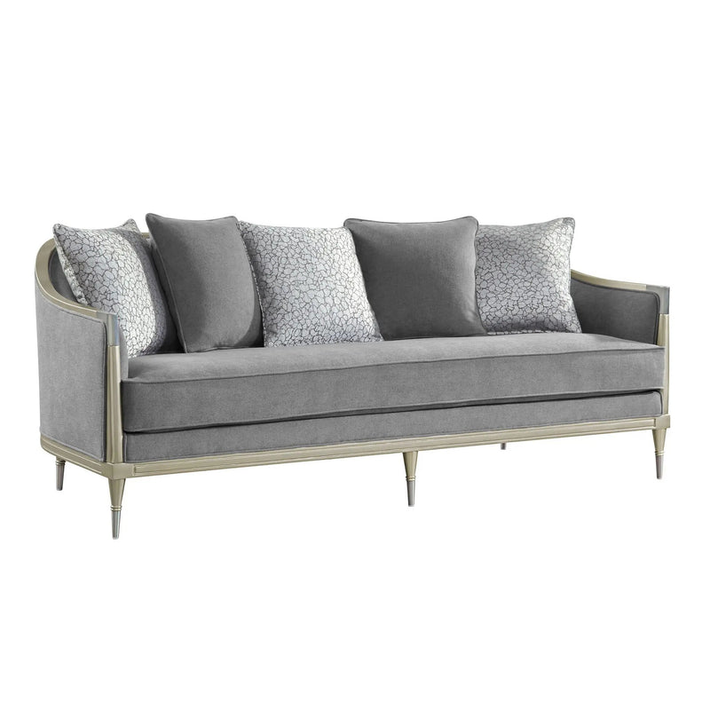 Fernando - Sofa With 5 Pillows - Champagne / Gray by HouseOfZazla