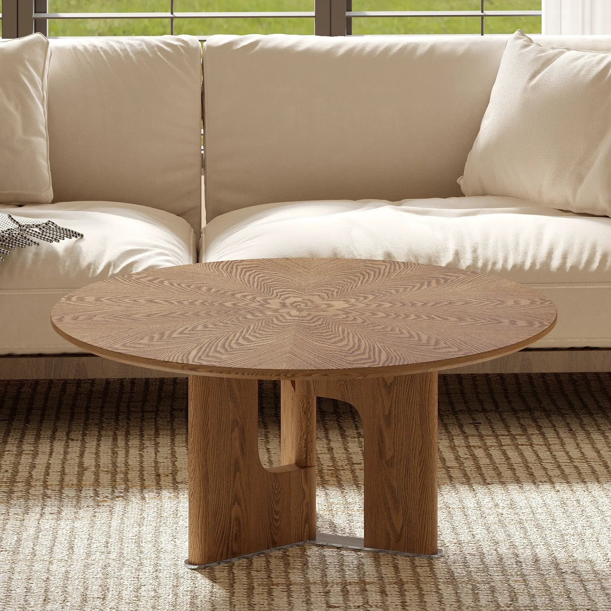 Rustic Ash Wood Veneer Coffee Table by HouseOfZazla