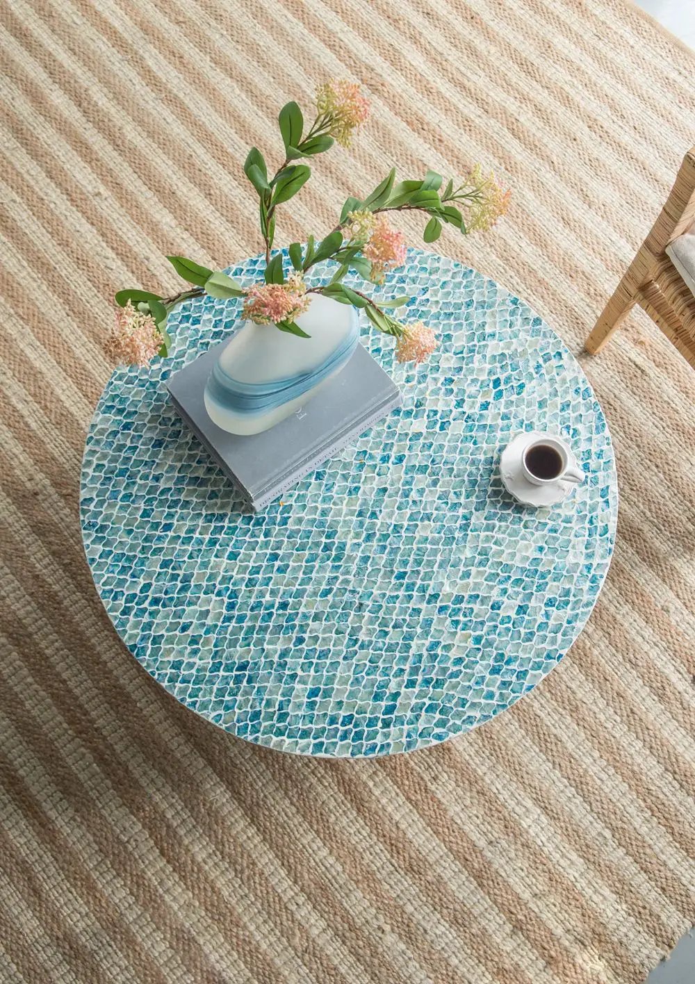 Unique Capiz Coffee Table & Pedestal Base by Unique Piece Furniture