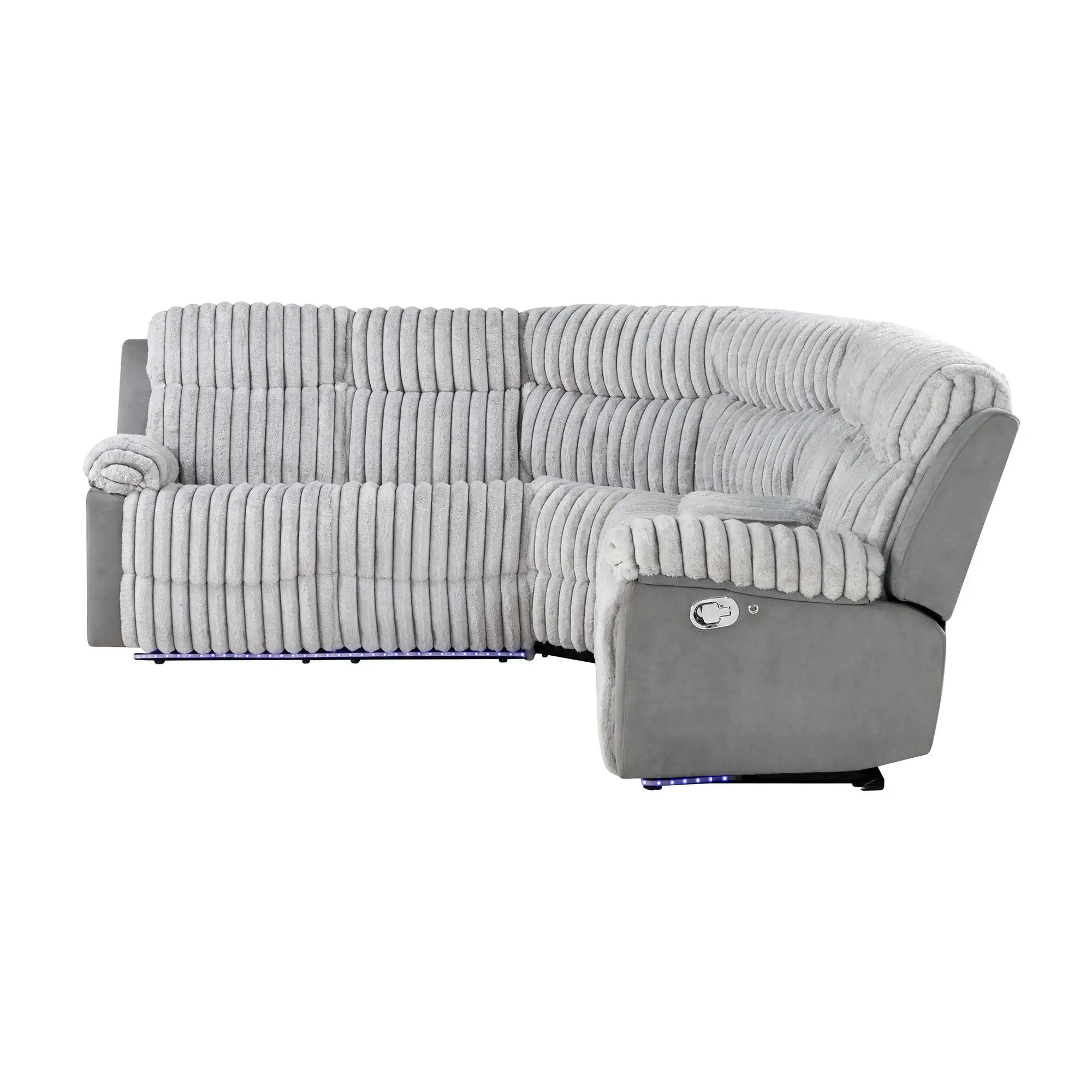 Bruni - Sectional Sofa With LED Lighting And Manual Recline - Gray by Unique Piece Furniture