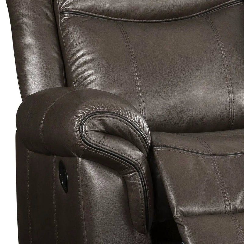Lydia - Leather Aire Motion Loveseat With USB Console - Brown by Unique Piece Furniture