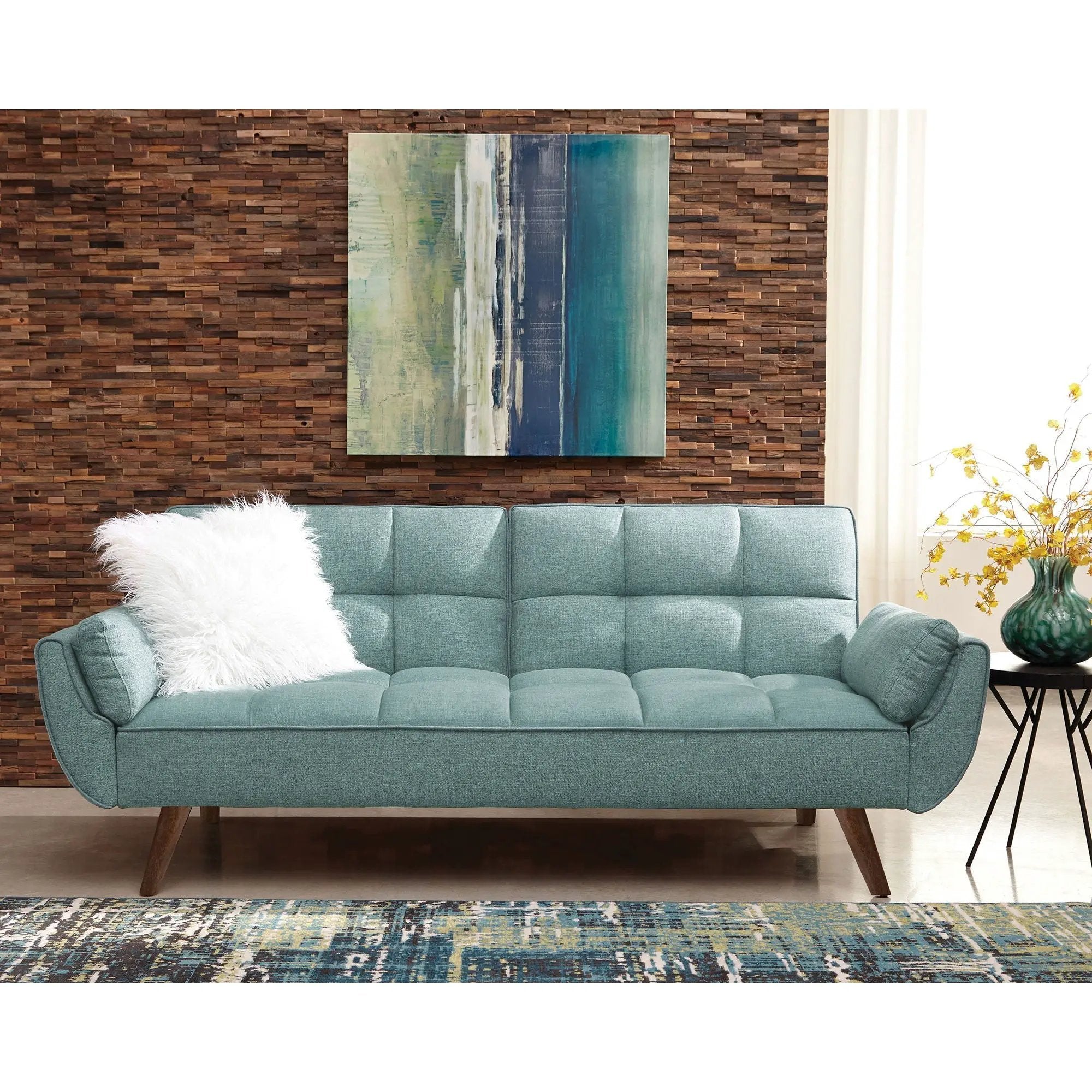 Laggarhem - Tufted Back Upholstered Sofa Bed - Turquoise by HouseOfZazla