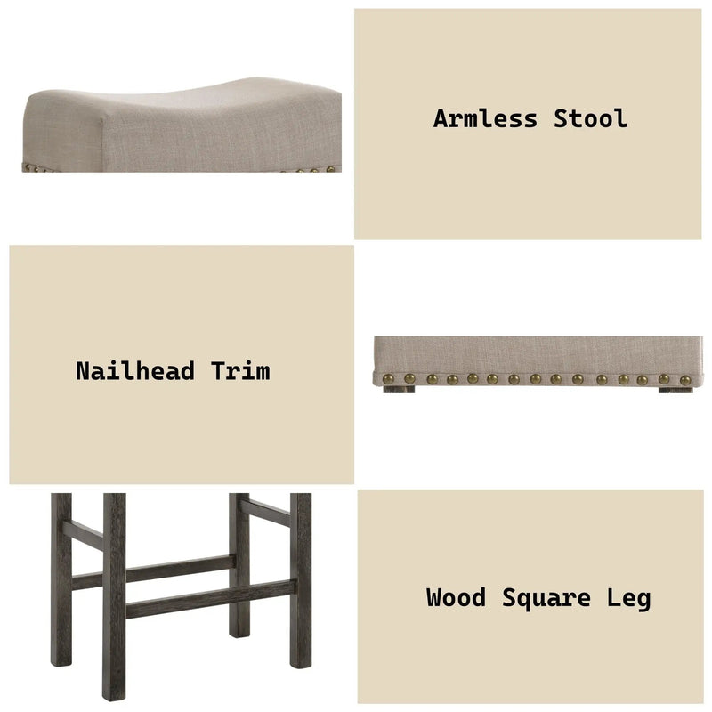 Martha II - Weathered Counter Height Stool (Set of 2) - Gray / Tan by HouseOfZazla