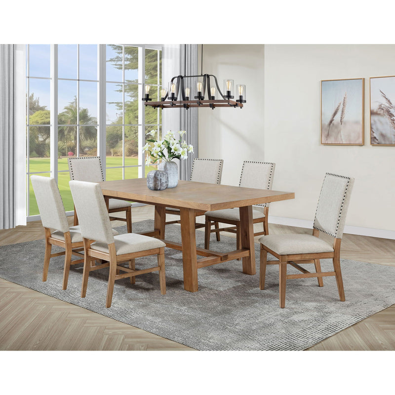 Carlos - 7 Piece Leaf Dining Set Table And Upholstered Chairs - Brown / Beige by HouseOfZazla