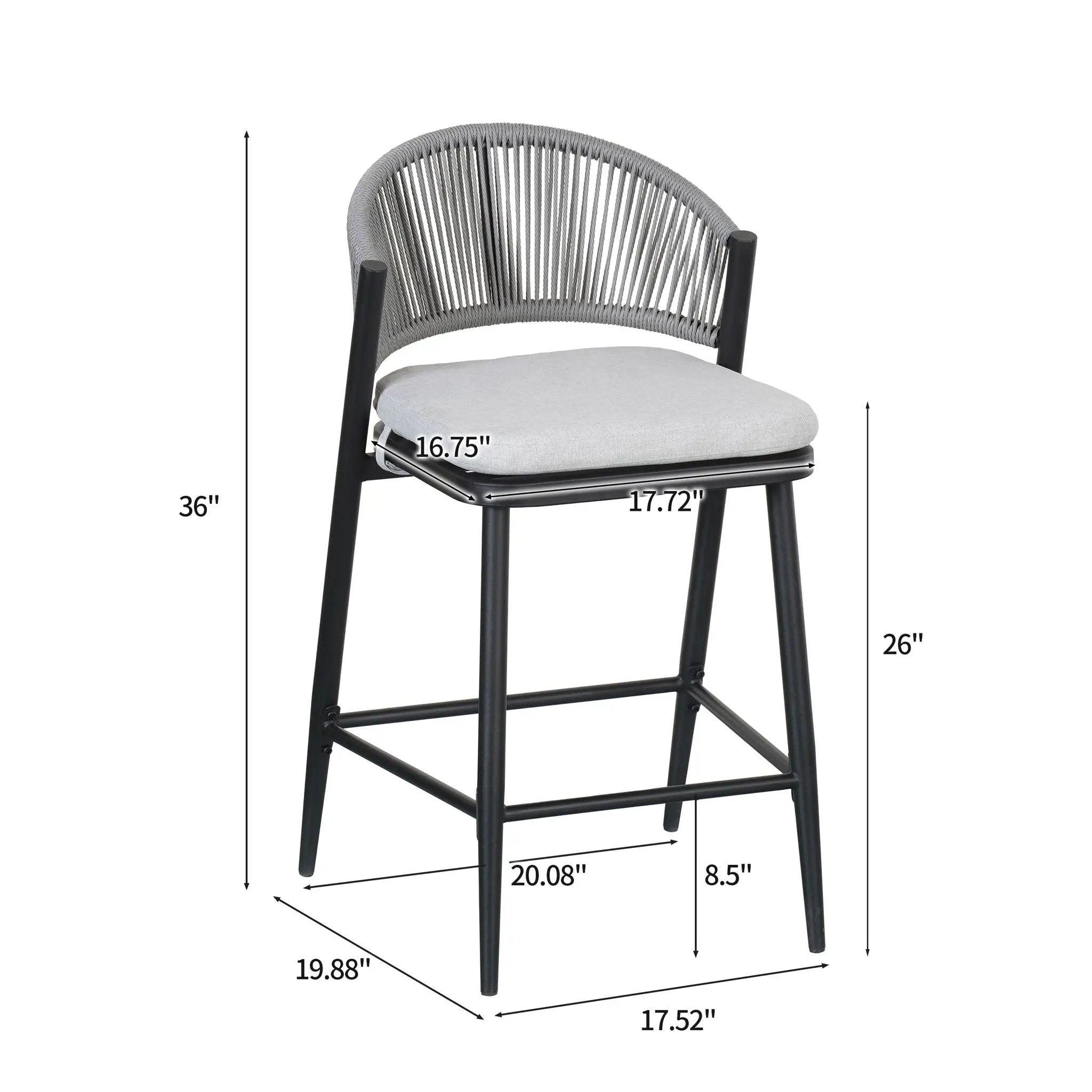 Outdoor 26" Counter Height Metal Frame Counter Stools With Scallop Shaped Backrest & Water Resistant Cushions by HouseOfZazla