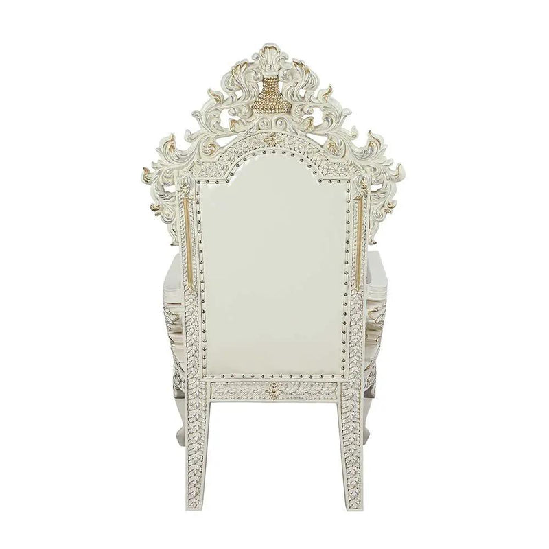 Adara - Arm Chair (Set of 2) - Pearl White Synthetic Leather & Antique White by Unique Piece Furniture