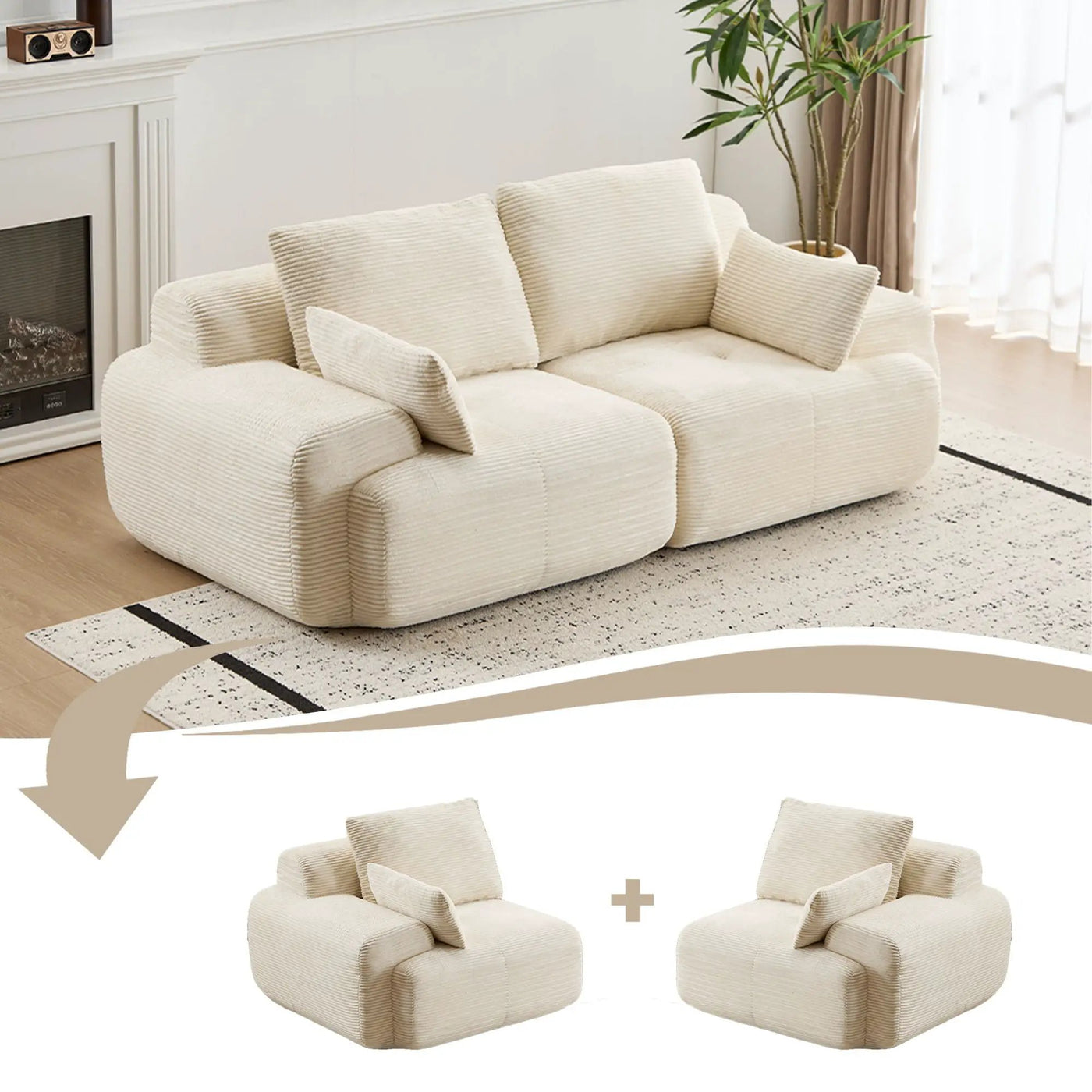 2 Seater Large Sectional Couches For Living Room by HouseOfZazla