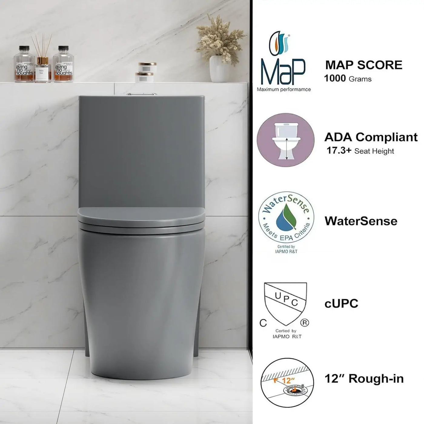 1 Piece Toilet With Tornado Flush, Dual Flush, And ADA Height Comfort Chair by HouseOfZazla