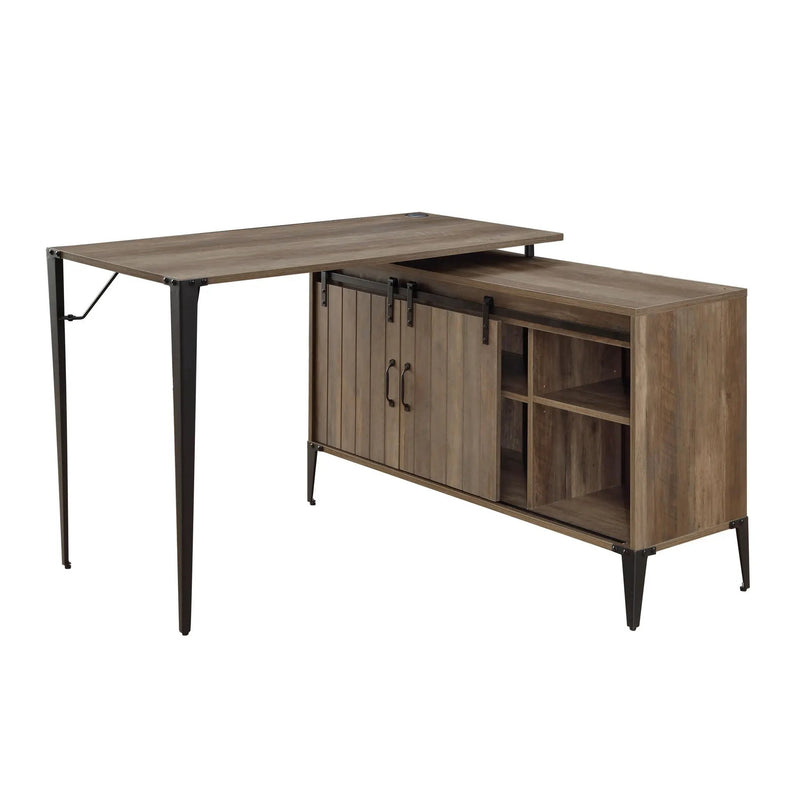 Zakwani - 48" Writing Desk With USB - Rustic Oak & Black by Unique Piece Furniture