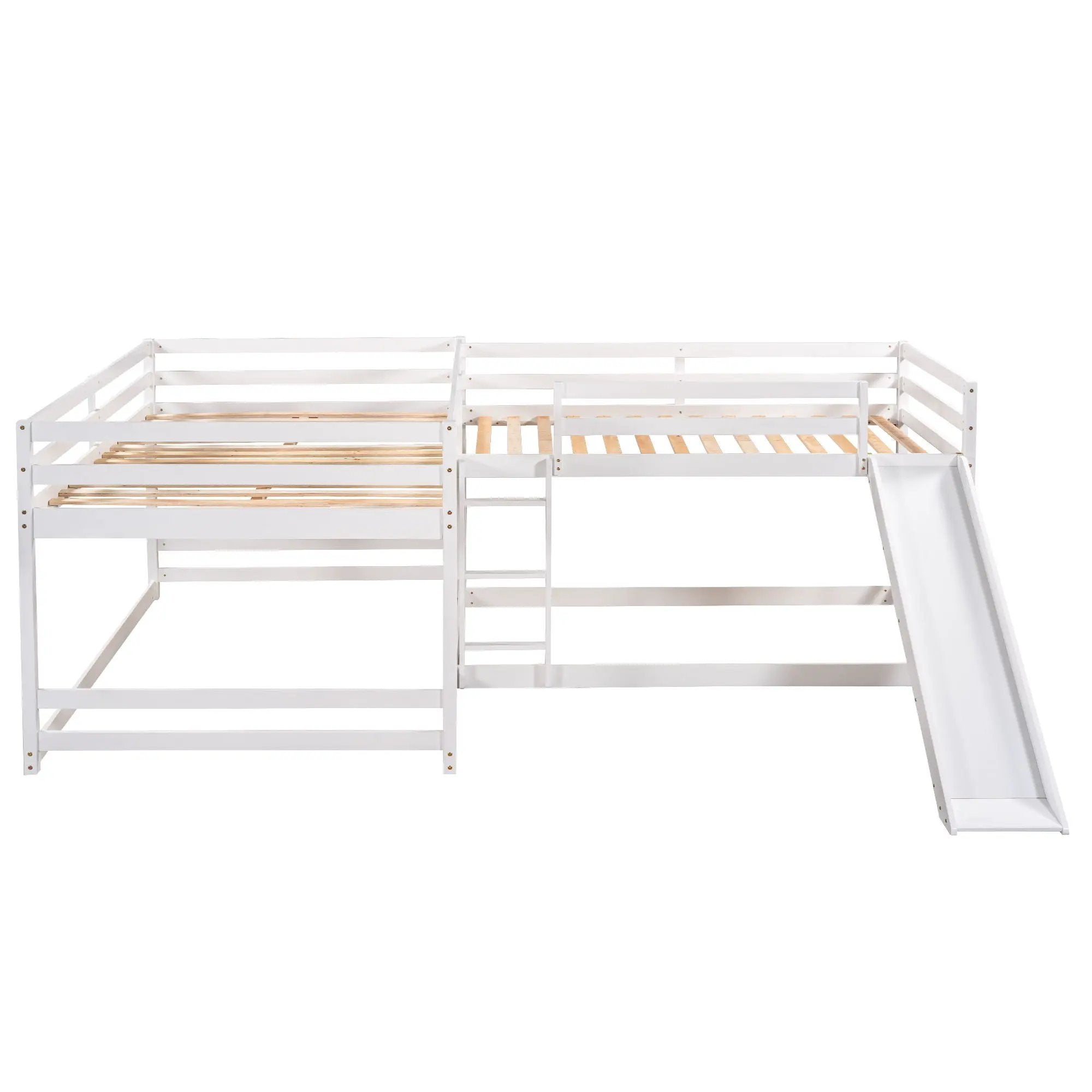 L-Shaped Bunk Bed With Slide And Short Ladder by Unique Piece Furniture
