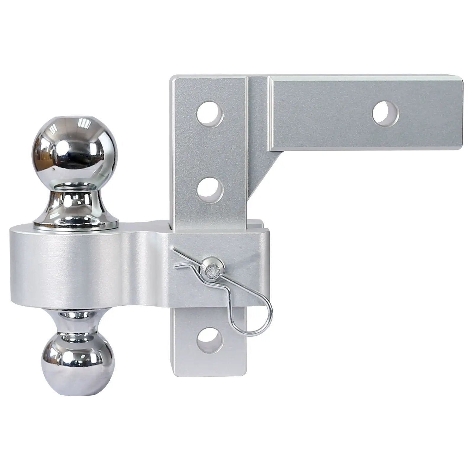 Alu - Adjustable Trailer Drop Hitch With 2" Receiver, 6" Adjustable - Silver by HouseOfZazla
