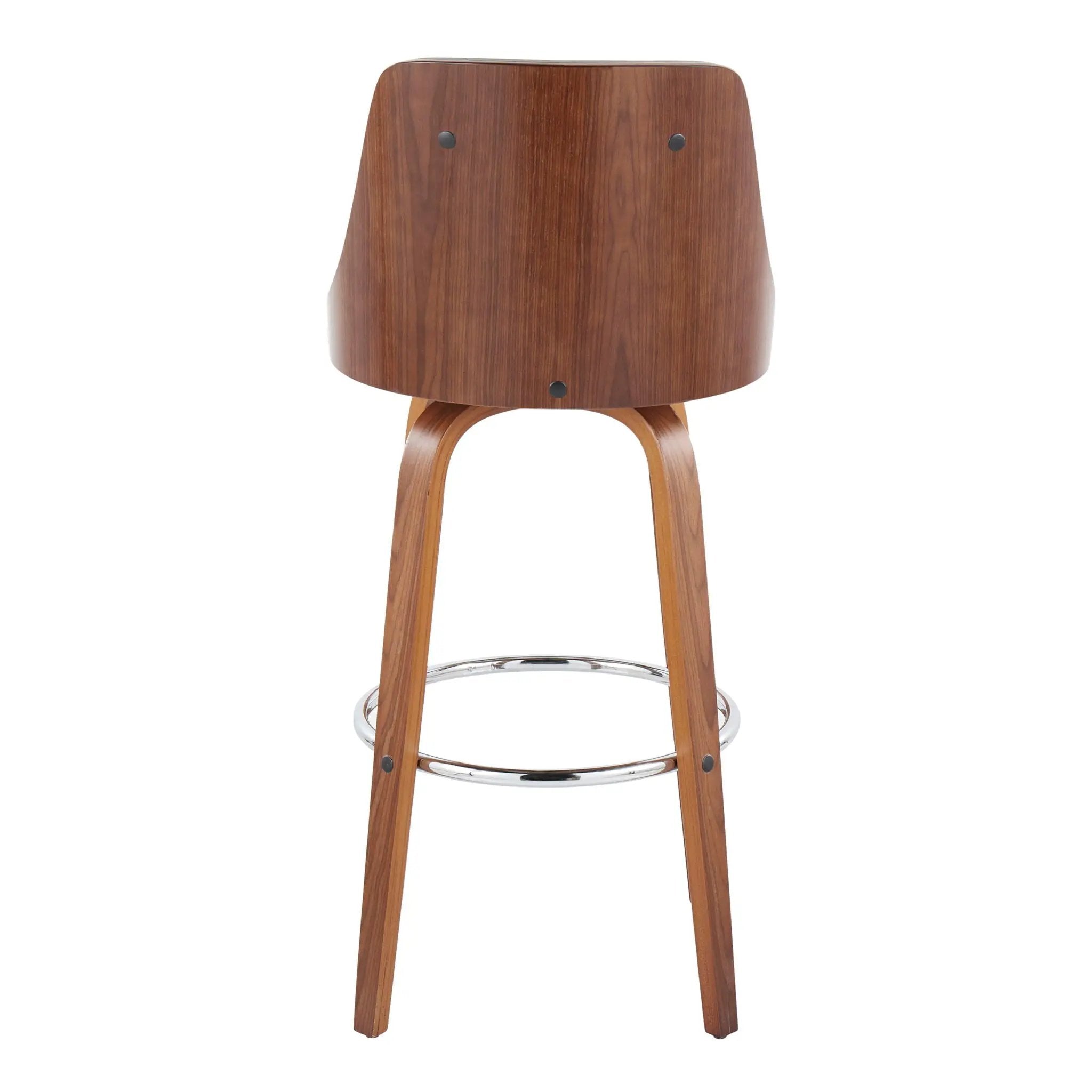 Gianna - Mid Century Modern Fixed Height Barstool With Swivel With Round Footrest (Set of 2) by HouseOfZazla