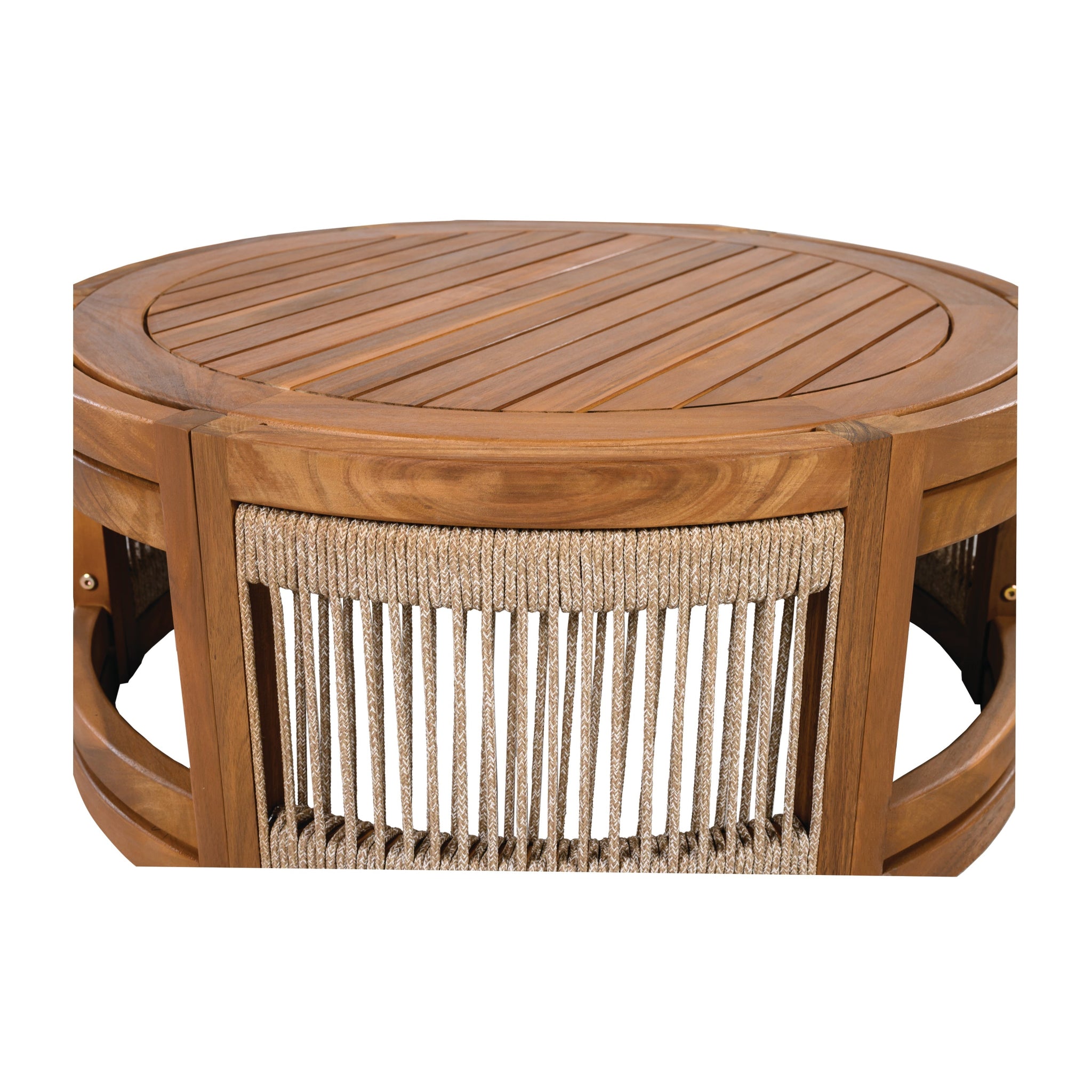 27.95" Acacia Wood Outdoor Coffee Table with Handwoven Rope Accent by HouseOfZazla