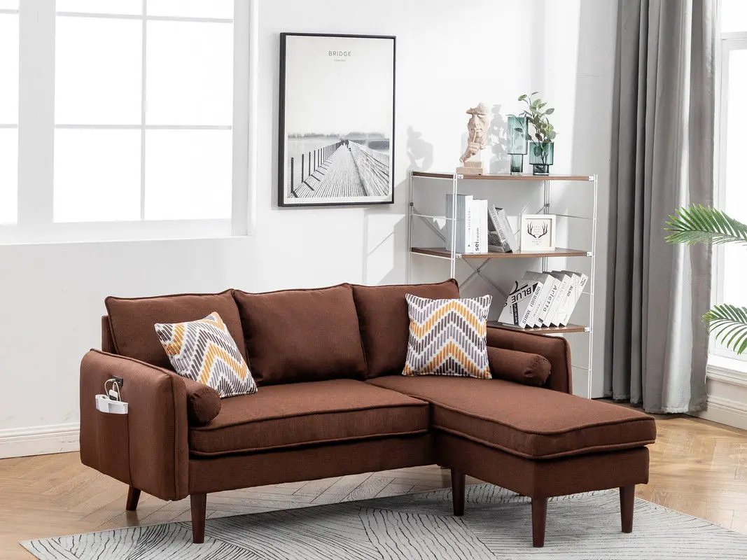 Mia - Sectional Sofa Chaise With USB Charger And Pillows by Unique Piece Furniture