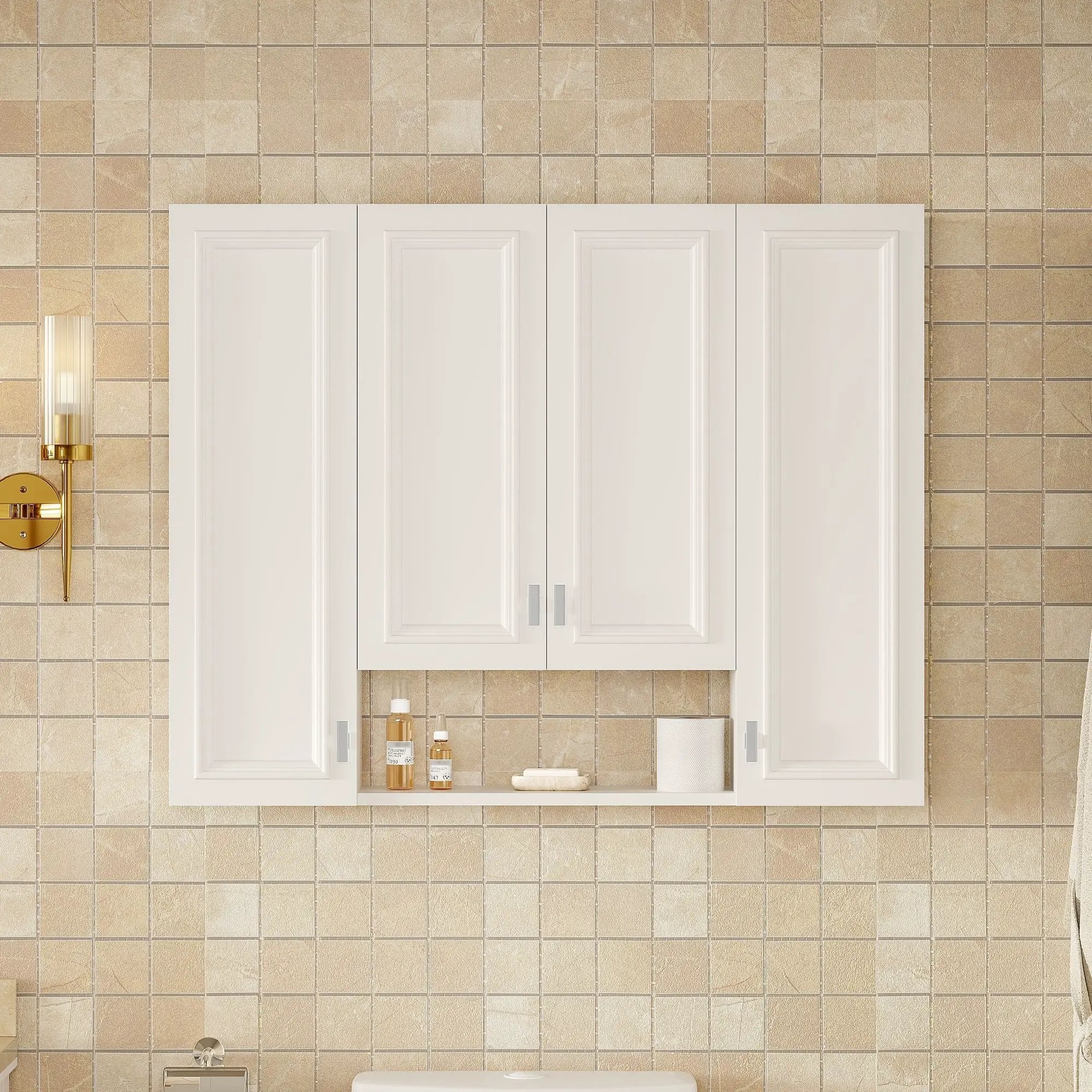 Bathroom Cabinet With 5 Adjustable Shelves, Wall-Mounted, White by HouseOfZazla
