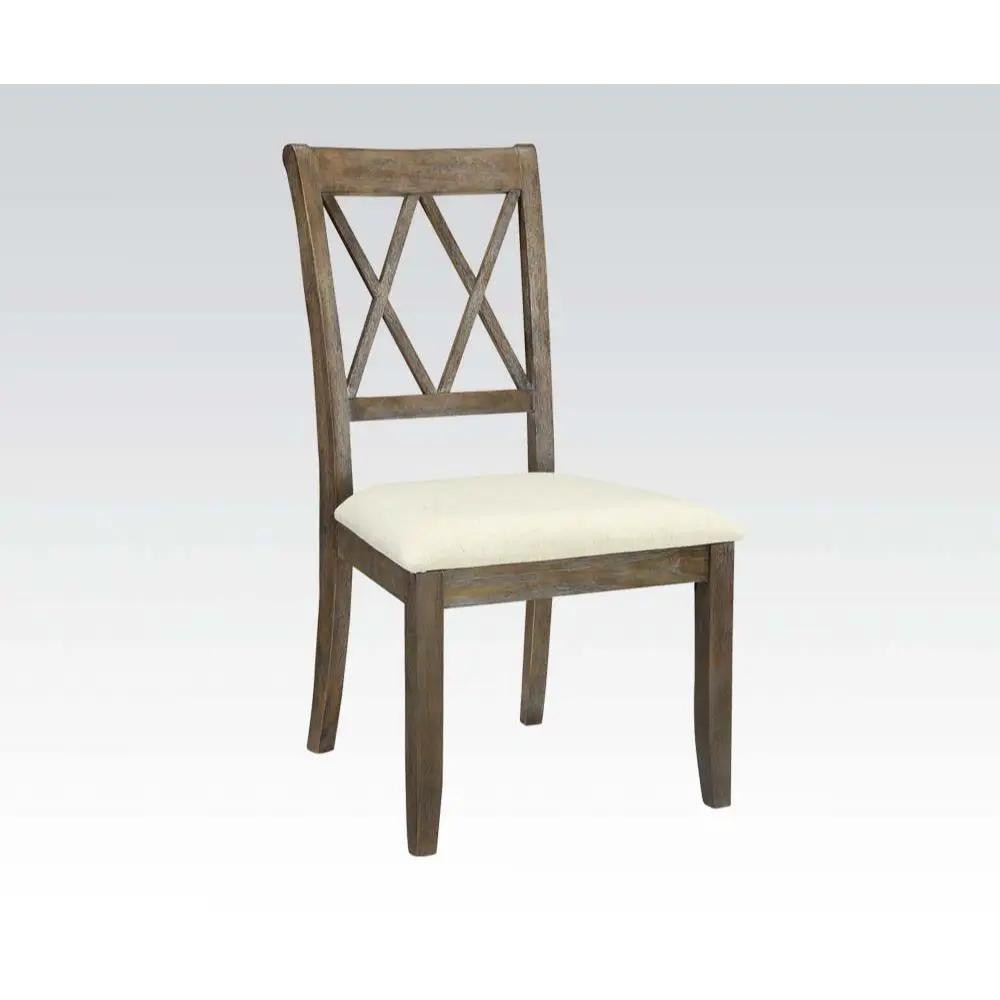 Claudia - Side Chair (Set of 2) - Beige Linen & Salvage Brown by Unique Piece Furniture