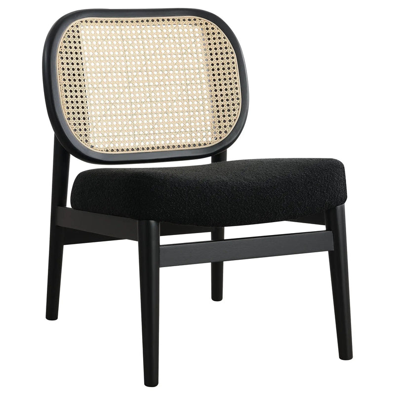 Rayo Rattan Cane Back Accent Chair with Padded Seat Black by Unique Piece Furniture