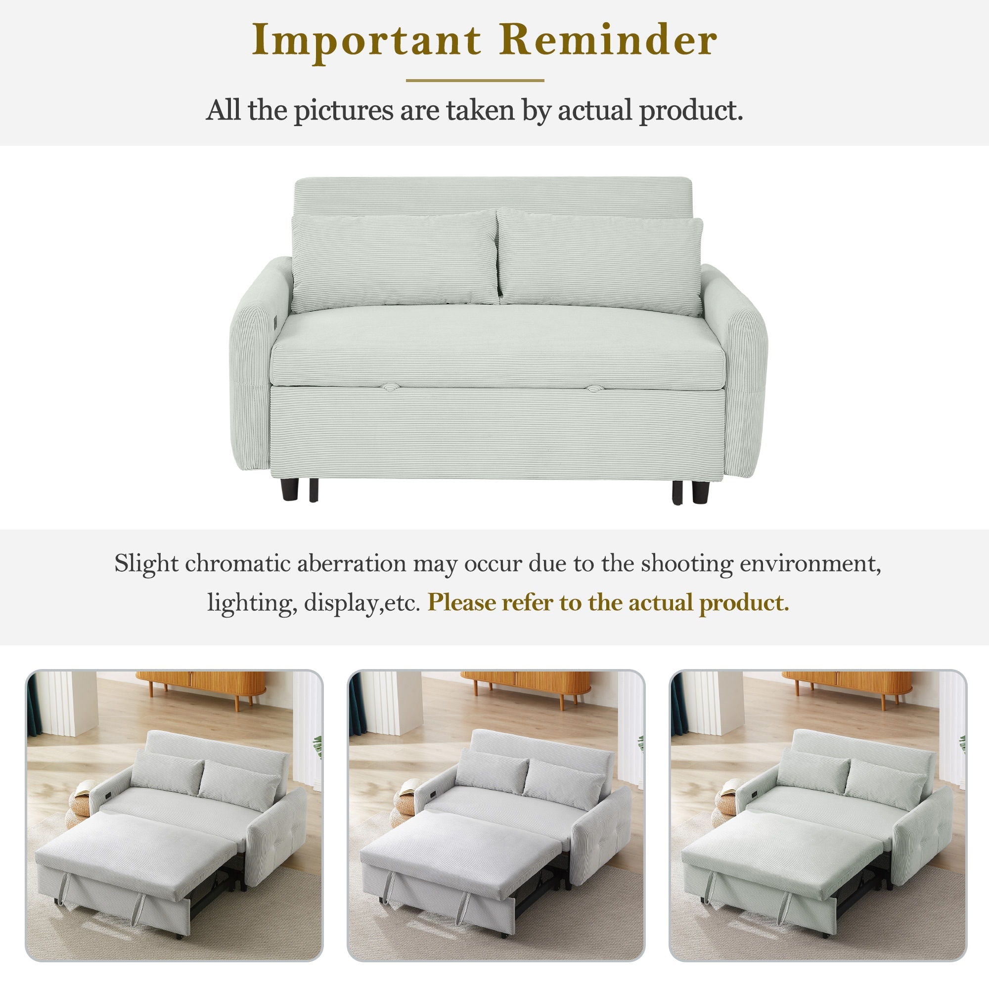 Pull-Out 2 Seat Modern Sleeper Sofa With 2 Throw Pillows And USB Ports by HouseOfZazla
