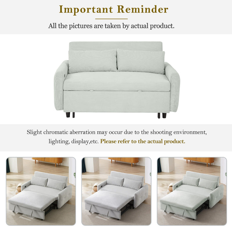Pull-Out 2 Seat Modern Sleeper Sofa With 2 Throw Pillows And USB Ports by HouseOfZazla