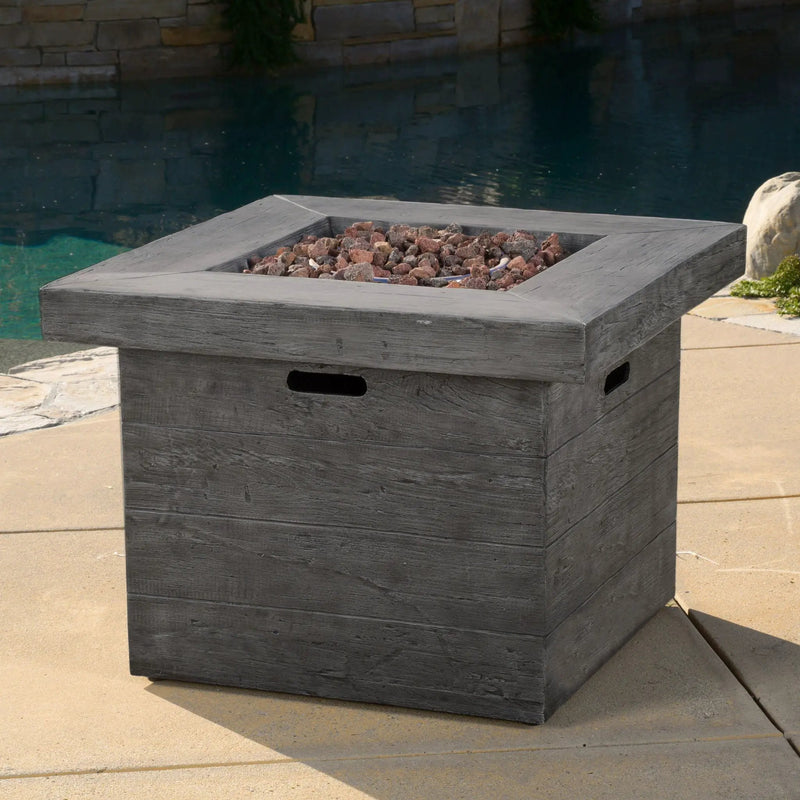 Anchorage Wood Square Fire Pit 40,000 BTU - Gray by HouseOfZazla