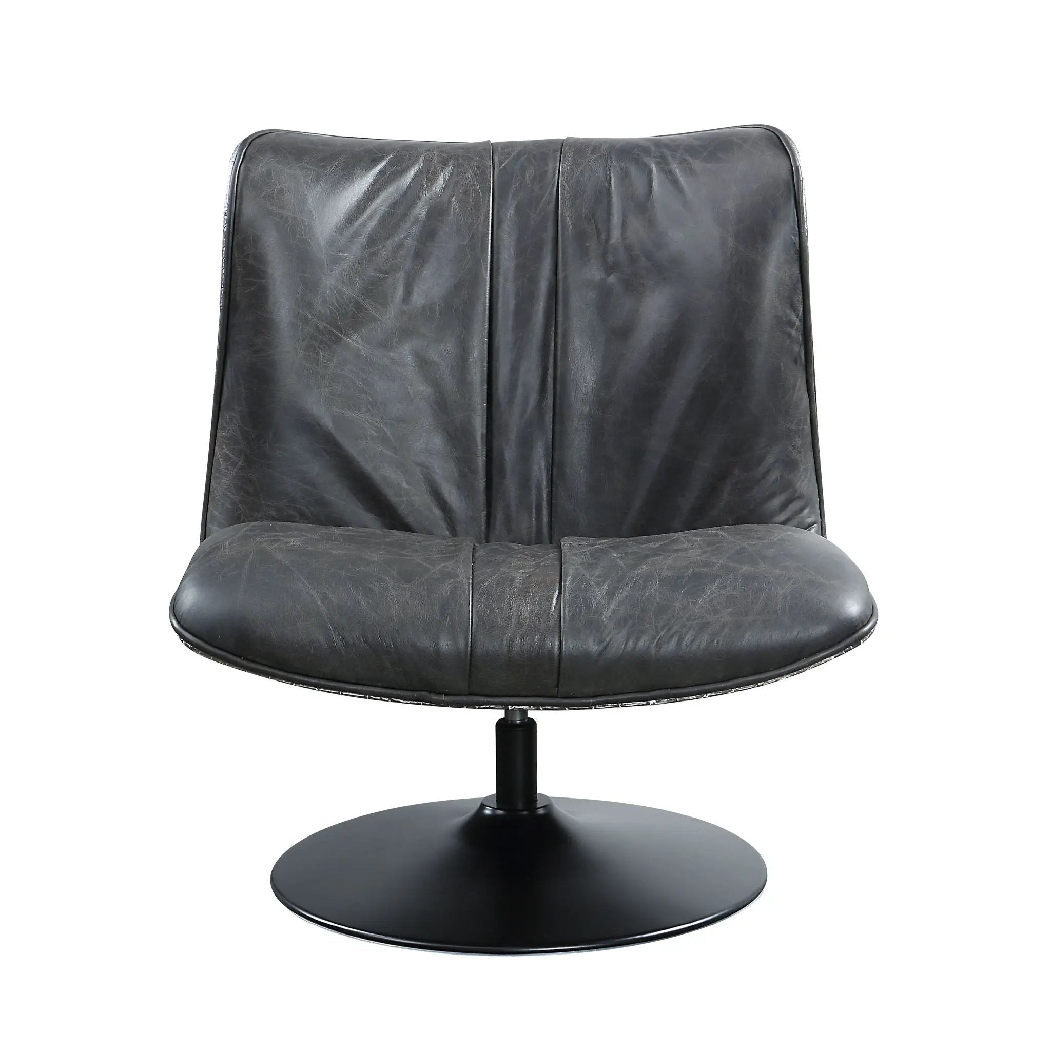 Piotr - Top Grain Leather Accent Chair With Swivel - Black by Unique Piece Furniture