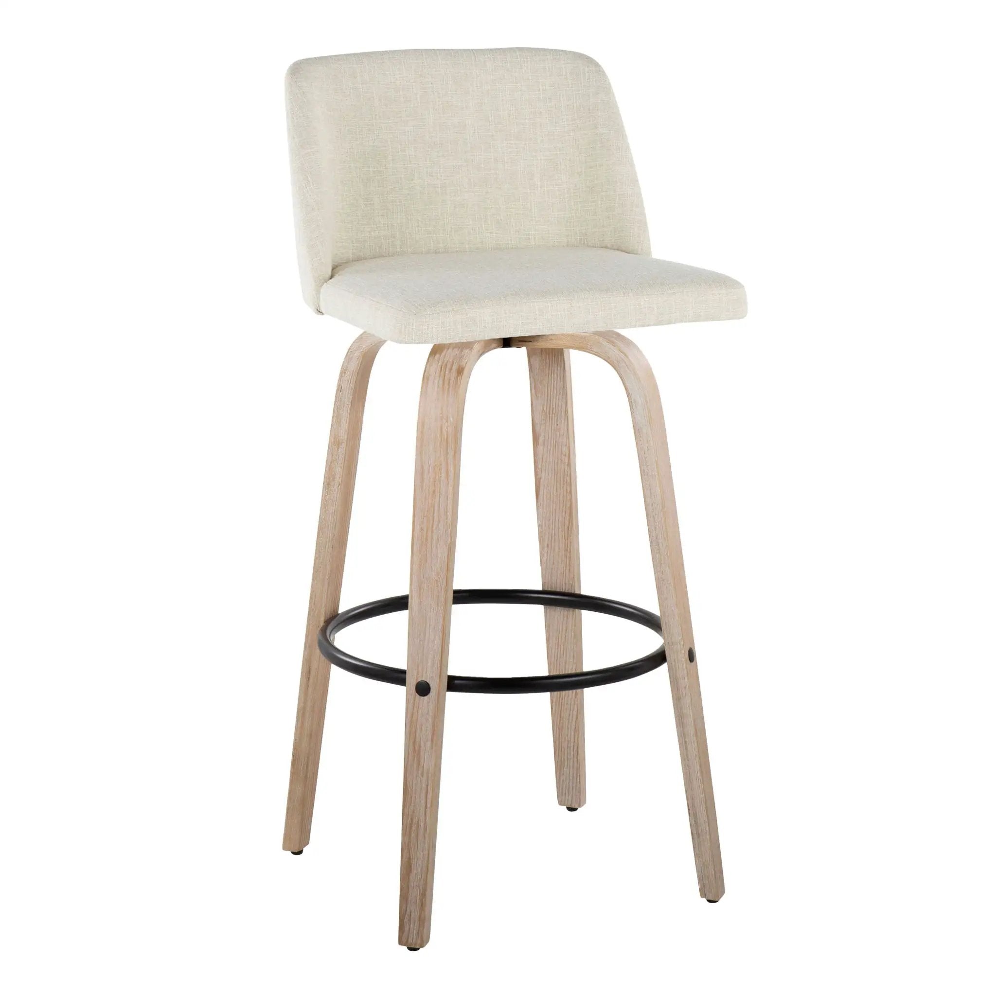 Toriano - Contemporary Fixed Height Barstool Swivel And Round Footrest (Set of 2) by Unique Piece Furniture