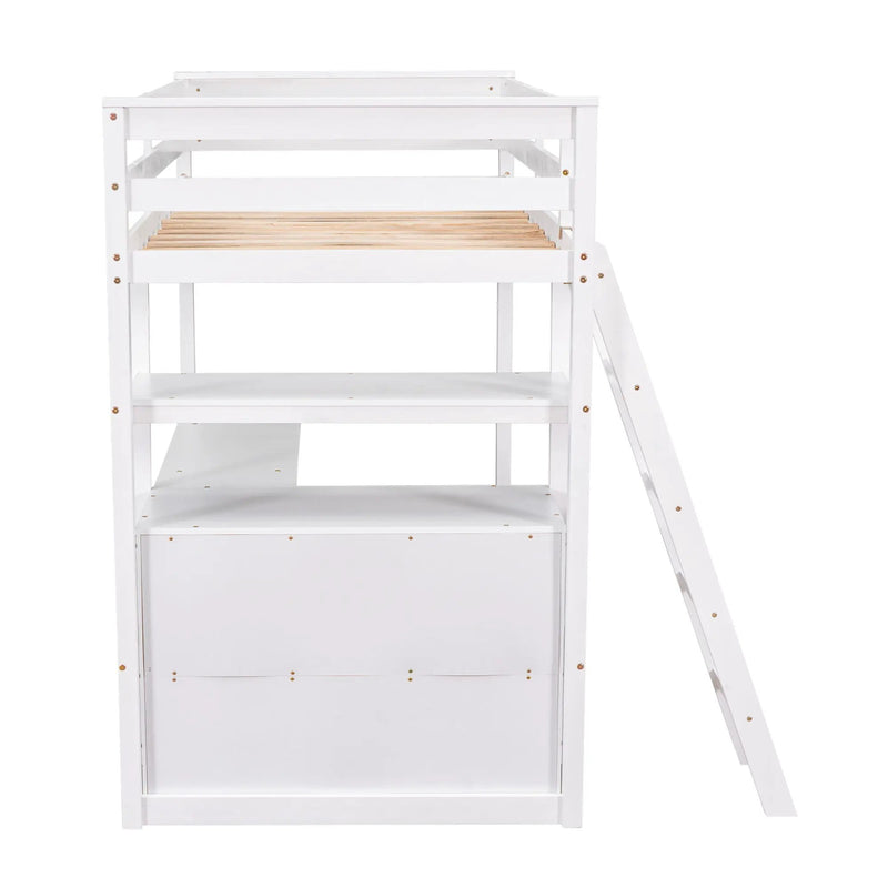 Modern Loft Bed With Built In Desk, Shelves, And 2 Drawers by HouseOfZazla