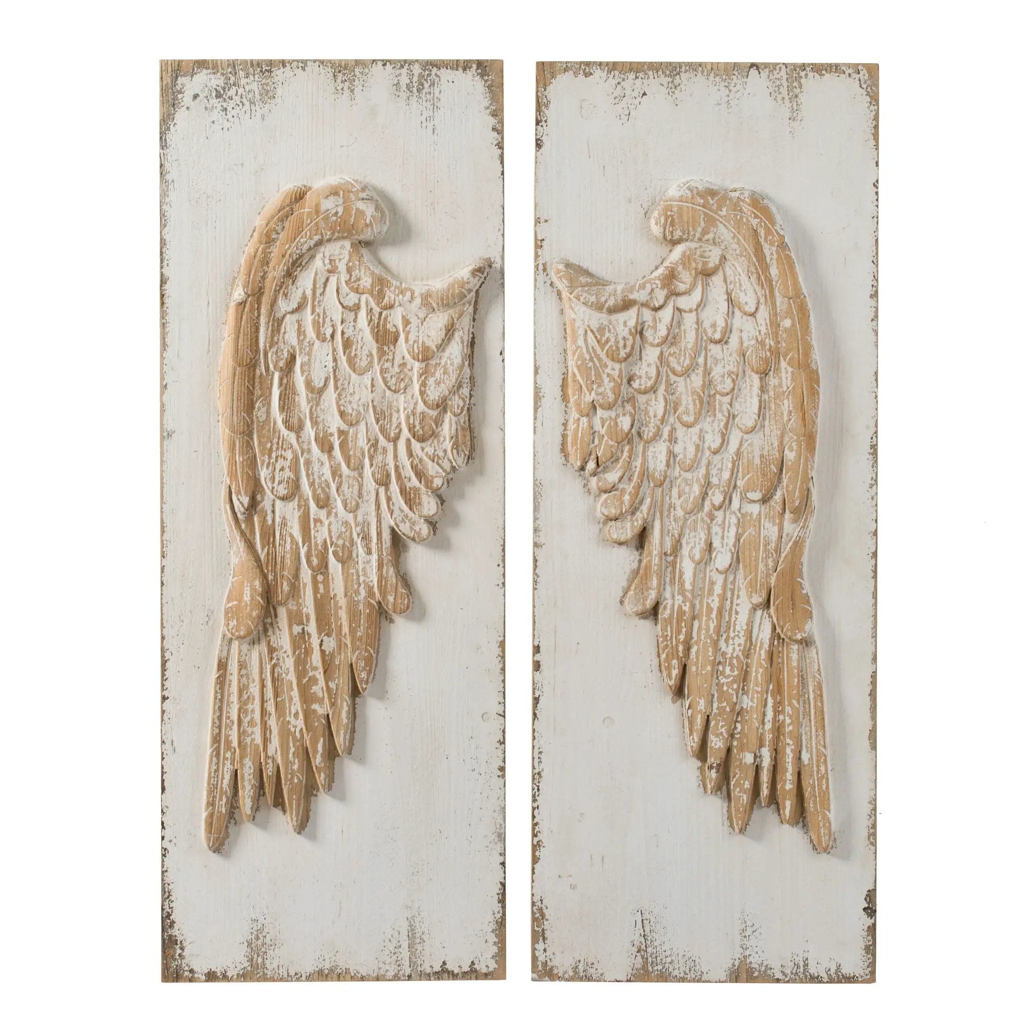 Feather Wing Wall Panels With Distressed, Rectangle Hanging Wall Art (Set of 2) - Multicolor by Unique Piece Furniture