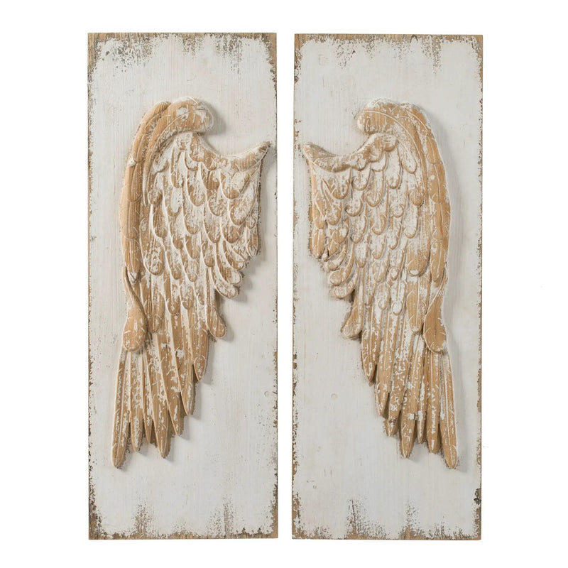 Feather Wing Wall Panels With Distressed, Rectangle Hanging Wall Art (Set of 2) - Multicolor by Unique Piece Furniture