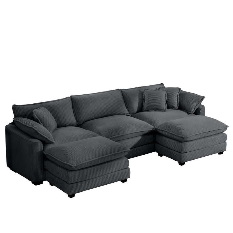 Modern Oversized Modular Cushion Sofa With Ottoman, Low Back, Deep Seating Sofa Set by Unique Piece Furniture