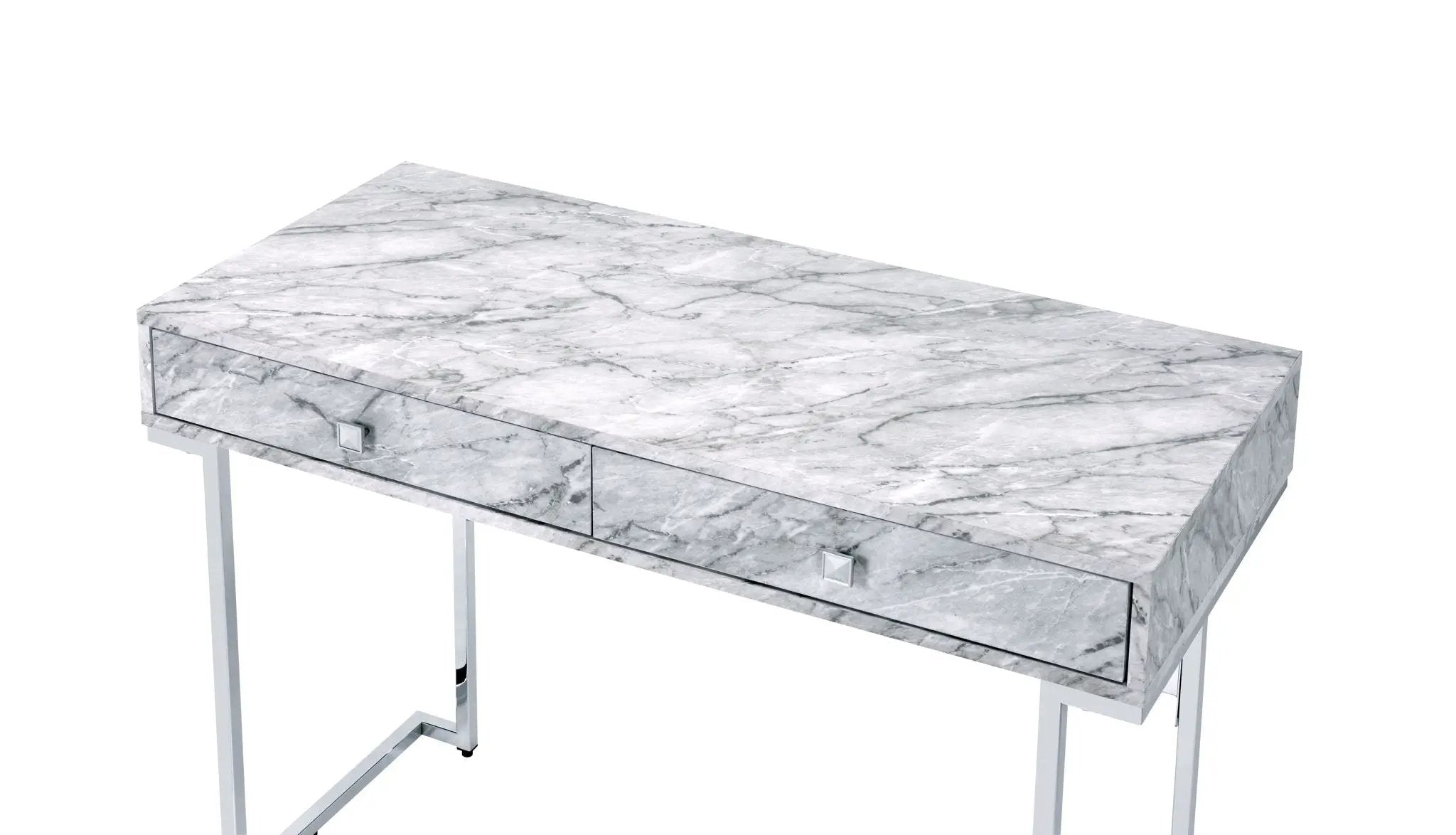 Tigress - Printed Faux Marble Top Writing Desk - White by Unique Piece Furniture