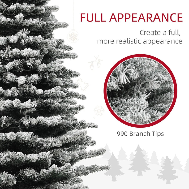 6.5 Ft Pre-Lit Snow Flocked Mountain Pine Artificial Christmas Tree by HouseOfZazla