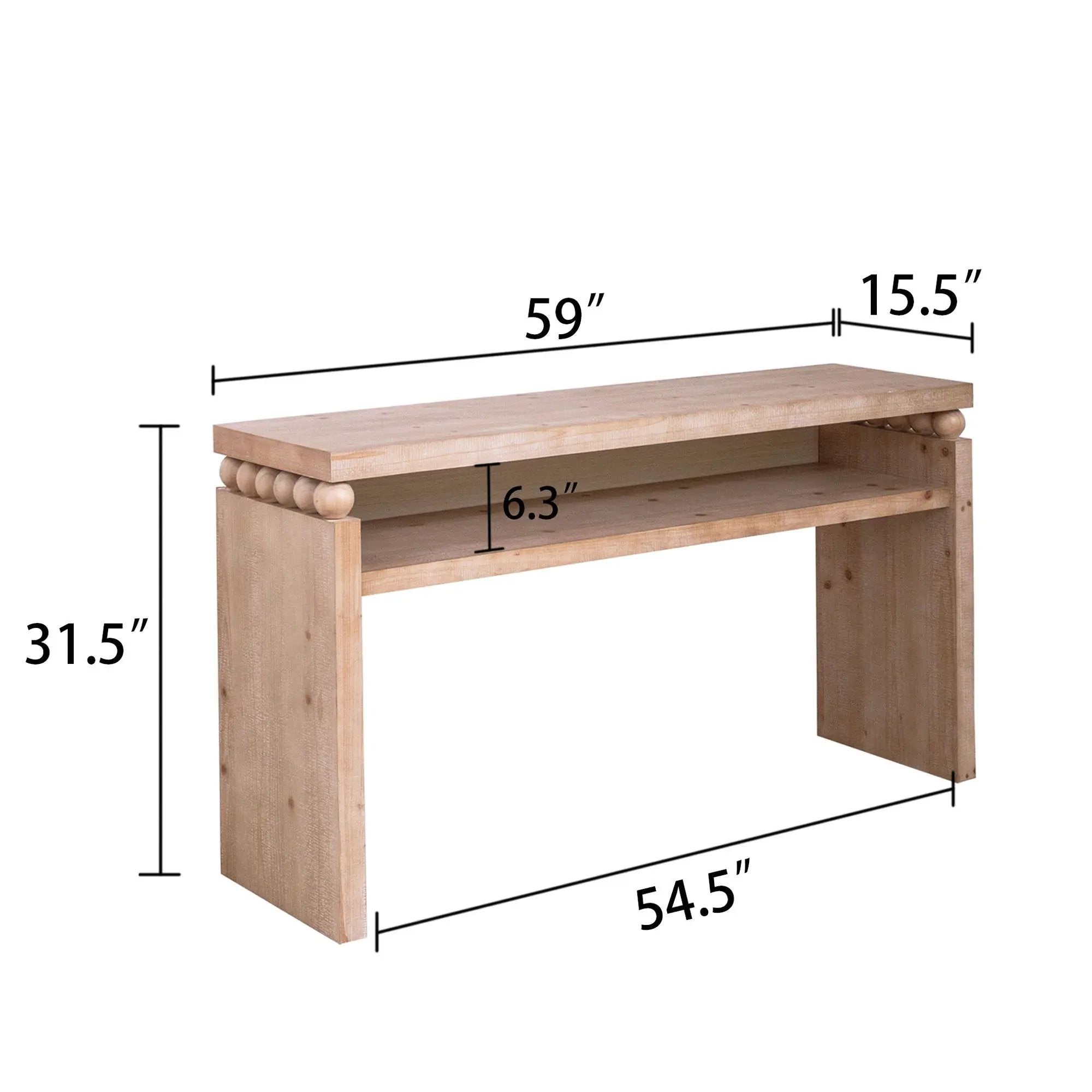 Modern Rustic Console Table, Wood Entryway Table With Shelf & Decorative Bead Detail - Natural by Unique Piece Furniture