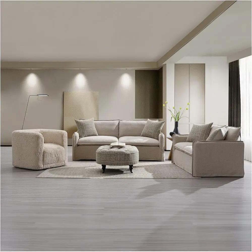 Upendo - Sofa With 2 Pillows - Beige Linen by Unique Piece Furniture