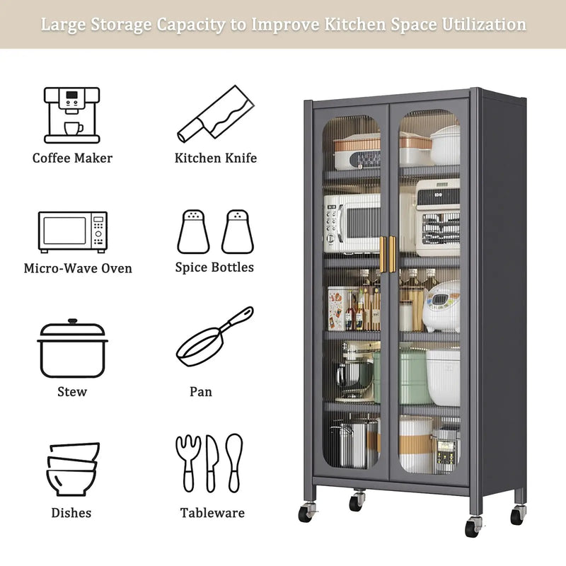 Open-Door Kitchen Shelving Floor-to-Ceiling Storage Cabinet by HouseOfZazla