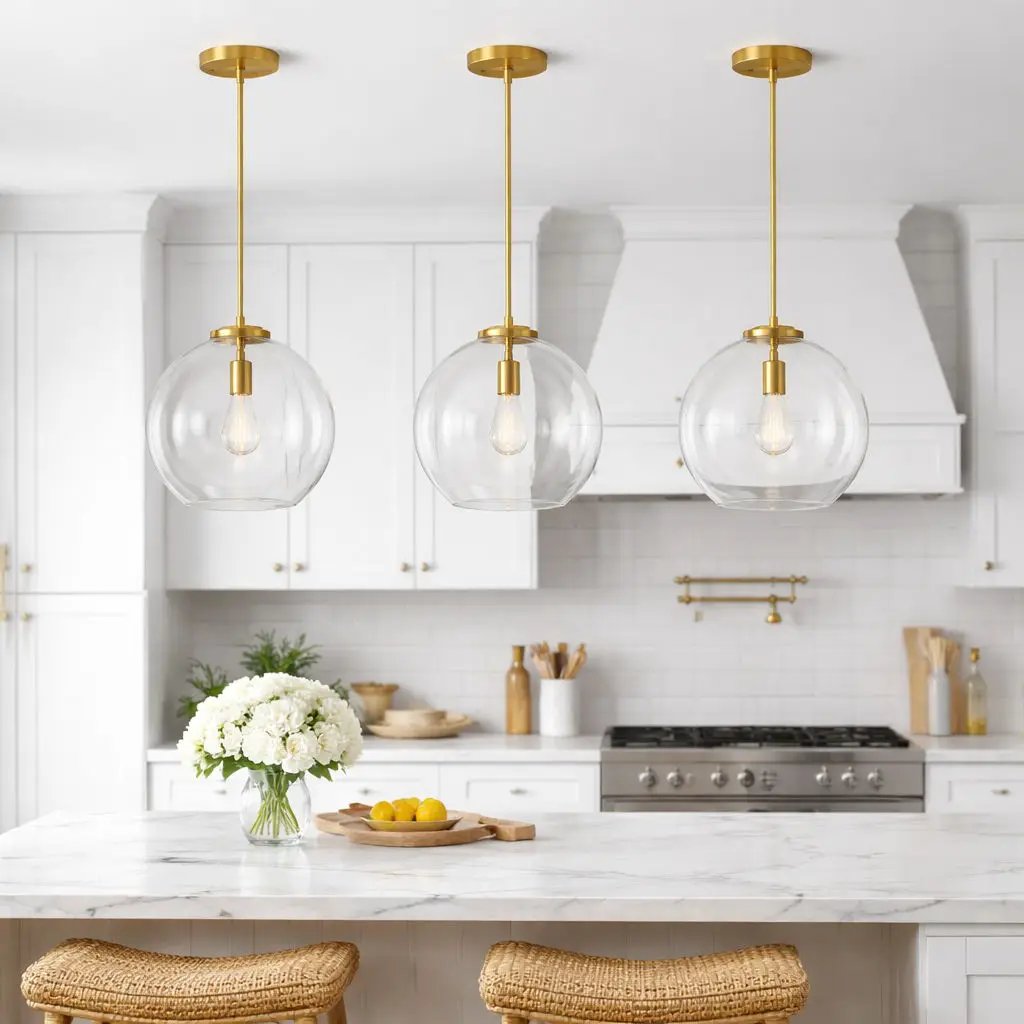 Gleam - Single Light Pendant Lamp With Clear Globe Satin - Antique Brass / Clear / Gold by HouseOfZazla