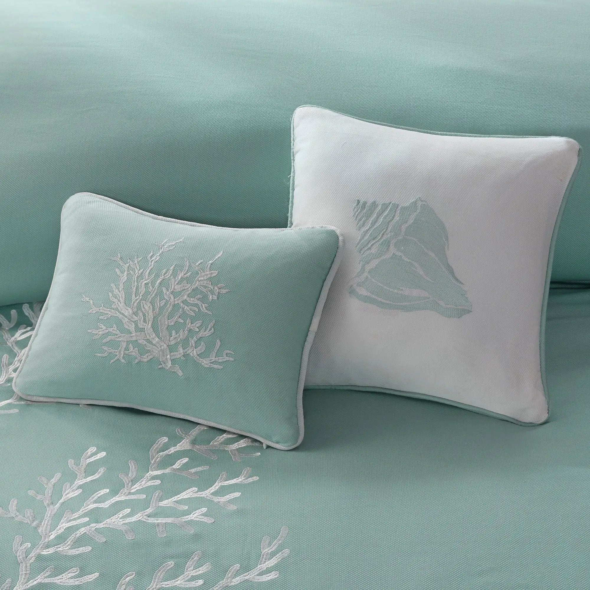 Oversized Cotton Jacquard Comforter Set Aqua Cal King by HouseOfZazla