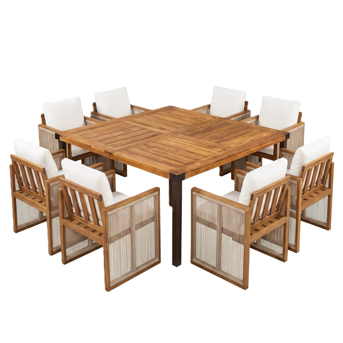 9-Piece Acacia Wood Outdoor Patio Dining Set by HouseOfZazla